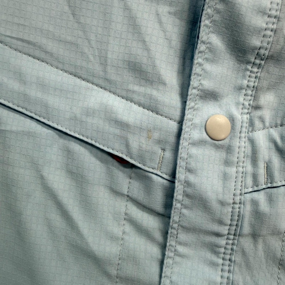 Simms Intruder BiComp Fishing Shirt Mens Medium Blue Gray Snap Button Up Angler - Picture 3 of 11